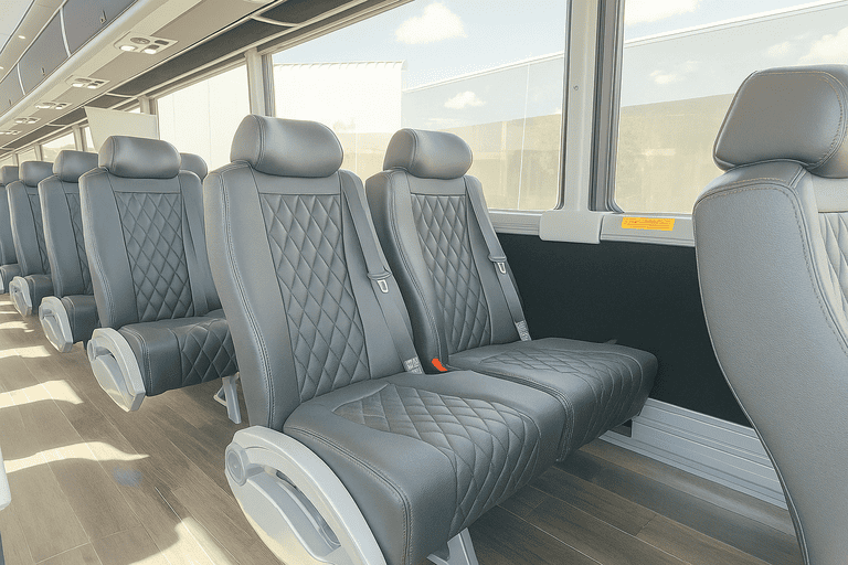 interior of Greensboro Coach Bus Service charter bus