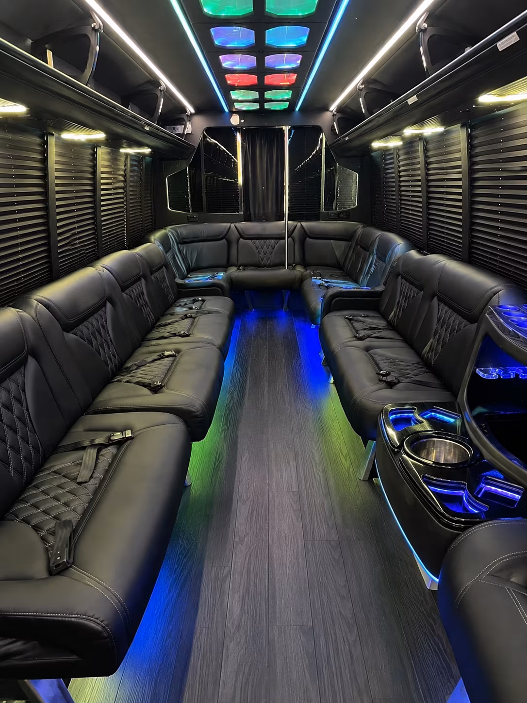 greensboro 20 passenger party bus interior
