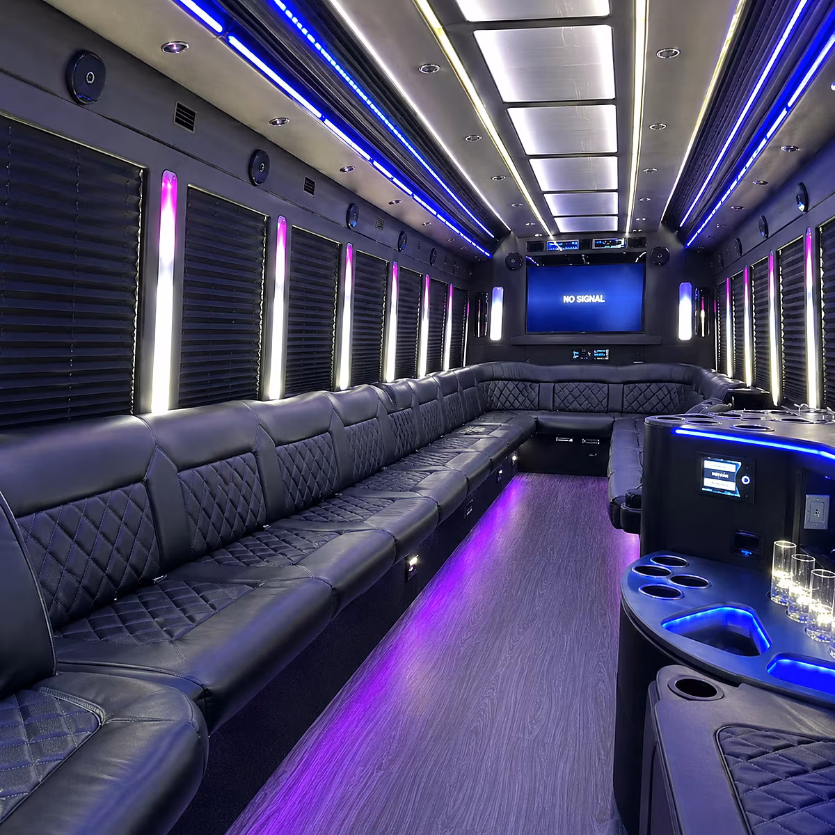 greensboro 30 passenger party bus inside